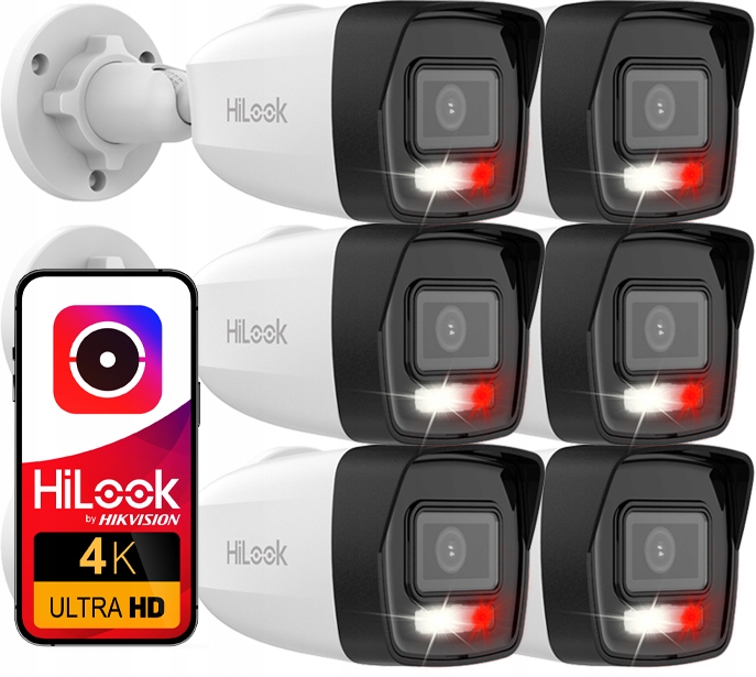 Sada Vonkajších Ip Kamier 8MPx 4K Hilook By Hikvision IPC-B180HA-LU x6