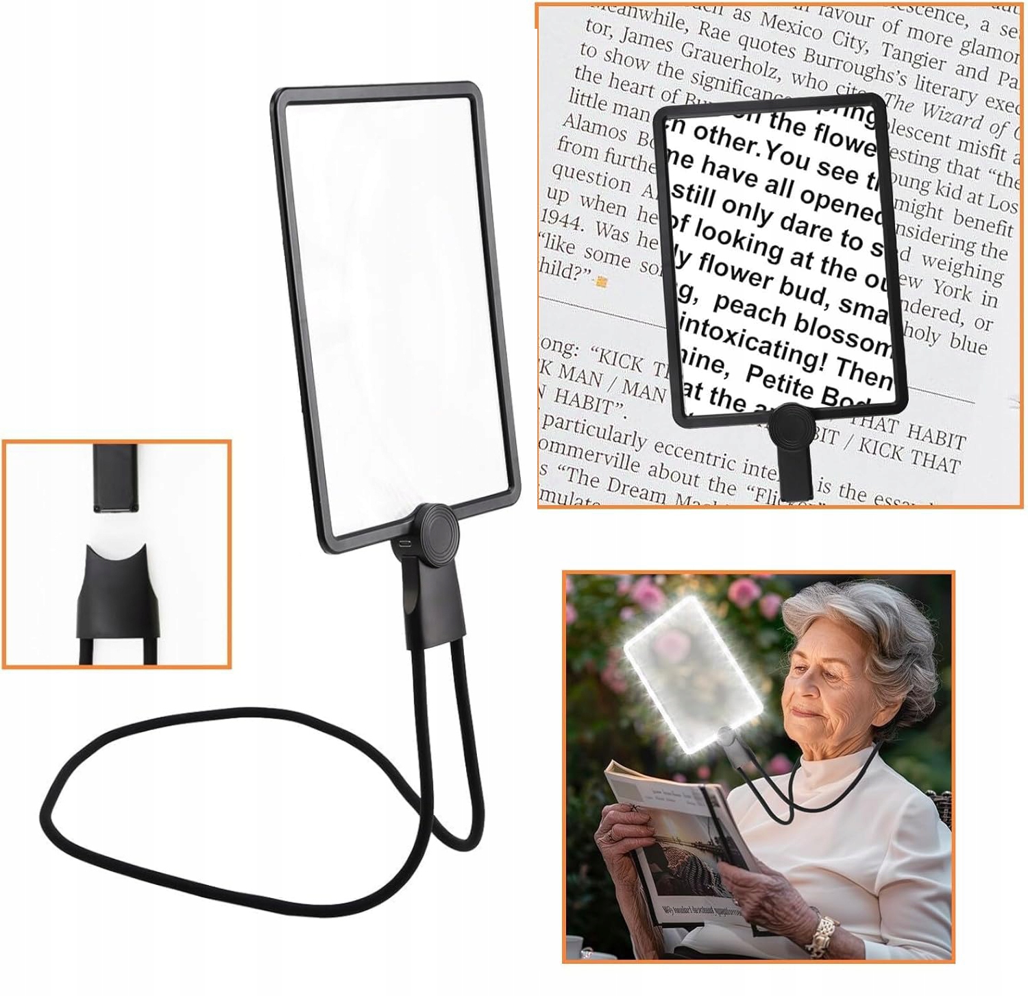 Lupa Szkło Powiększające Do Czytania Szycia Obrotowa x5 Na Szyję