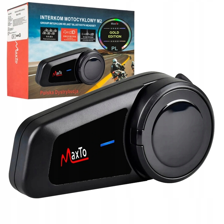 Мотоцикл ИНТЕРКОМВЫ MaxTo M2 GOLD польский лектор