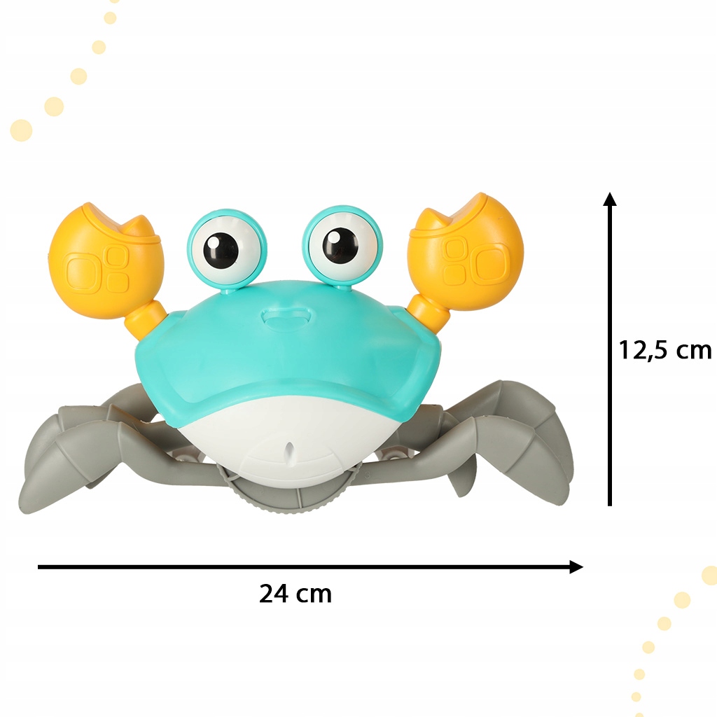 UCIEKAJĄCY KRAB ZABAWKA INTERAKTYWNA ROBOT LED Szerokość produktu 24.8 cm