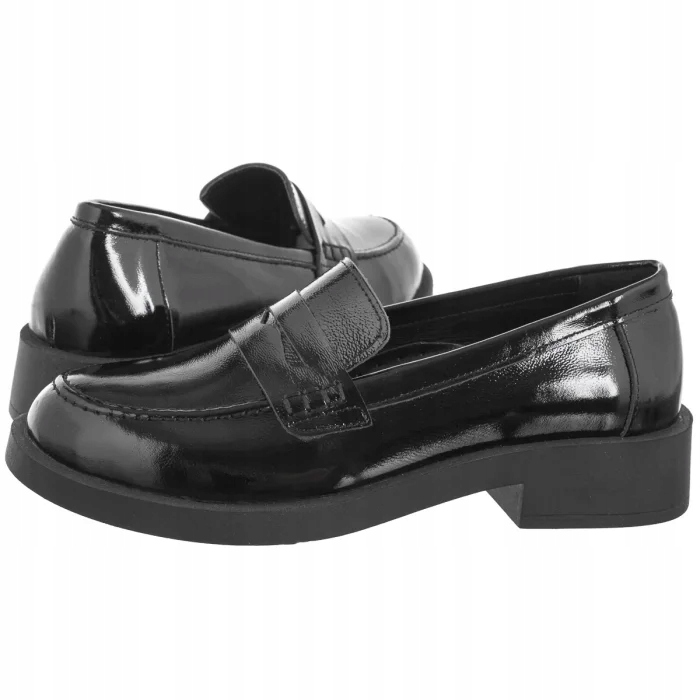 Dámské kožené mokasíny Venezia Černé lakované