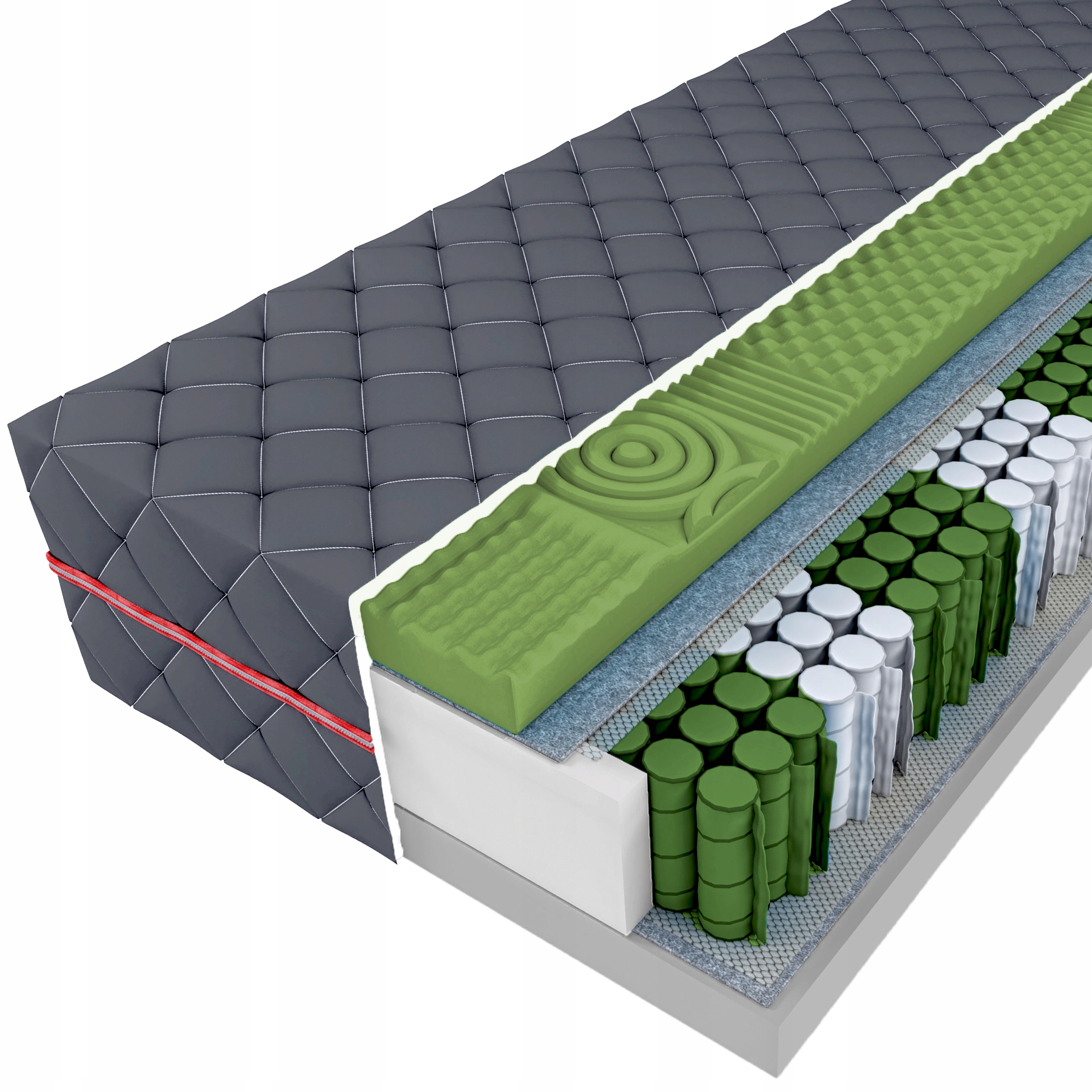 Materac 90x200 15 cm masujący kieszeniowy H3- średnio-twardy Ulga Na Plecy!