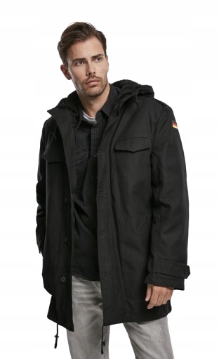 Brandit Pánská Černá Bunda S Kapucí Do Poloviny Stehen 58 1J5D