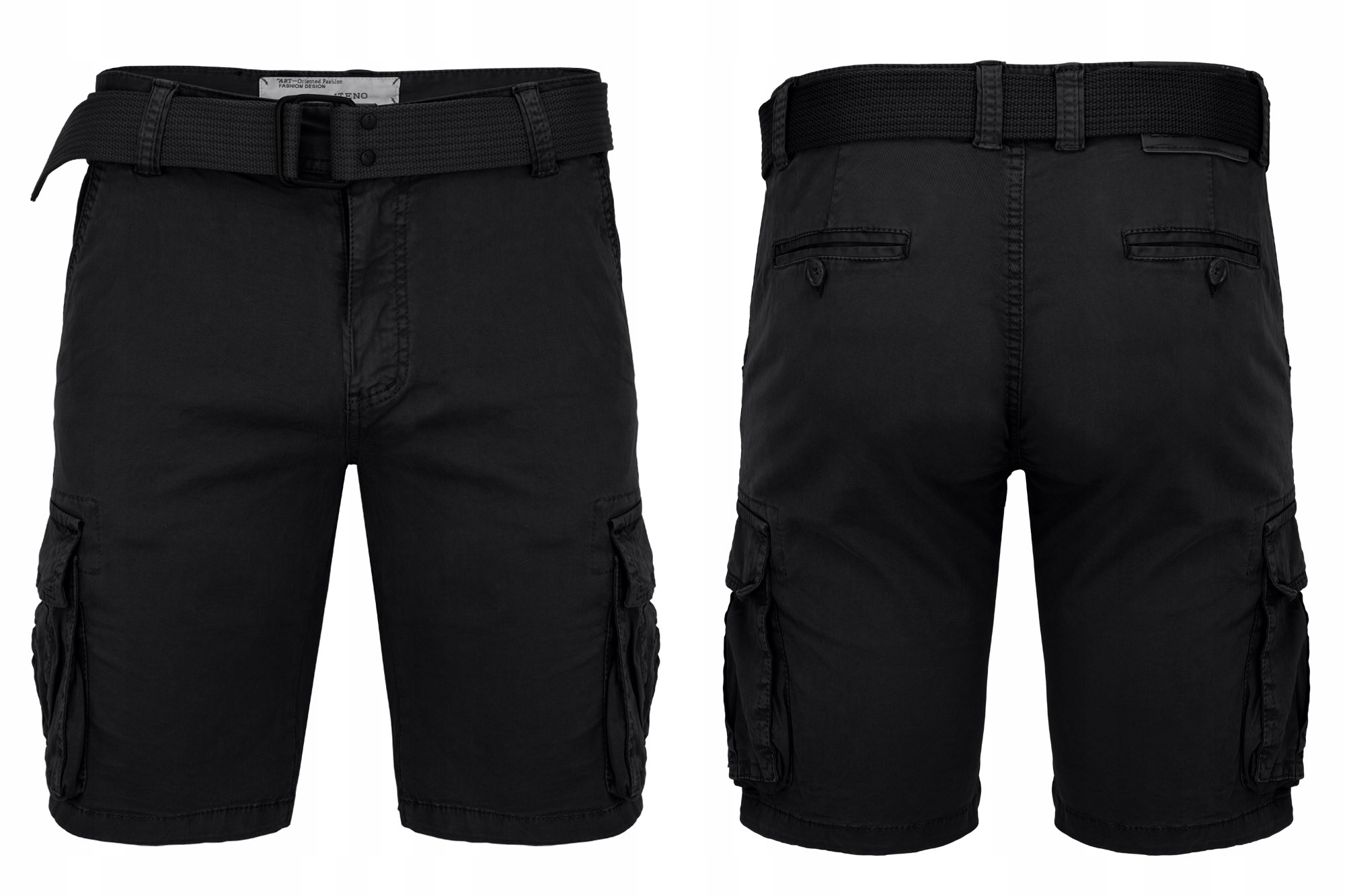 Kraťasy Krátké Kapsáče Černé Kapsy S Páskem 32