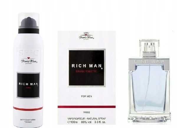 Paris Bleu Rich Man 100 ml toaletní voda 200 Ml Deo Spray