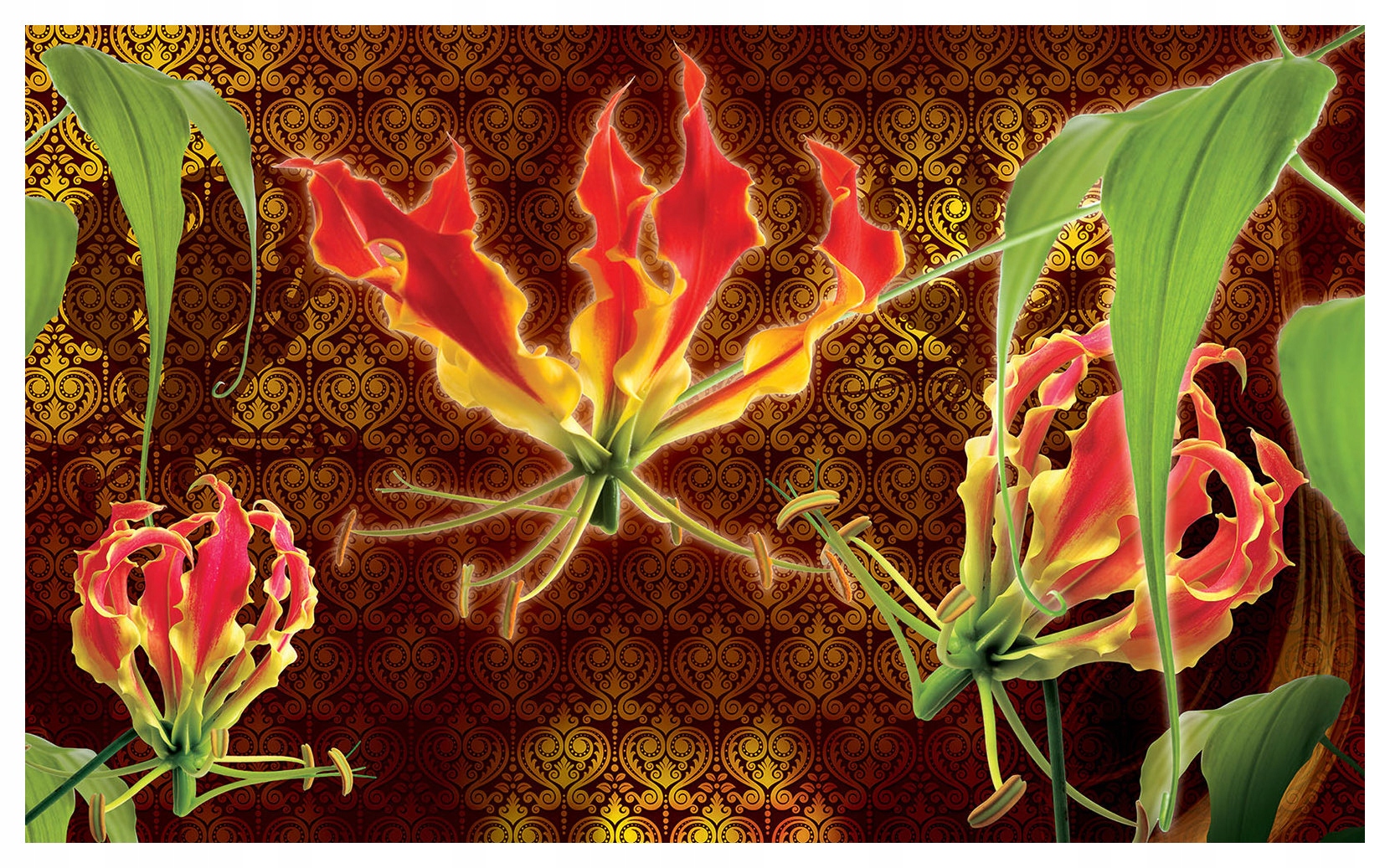 Fototapeta Lilie a Glorióza Exotické plameny květin 200x140 lepidlo