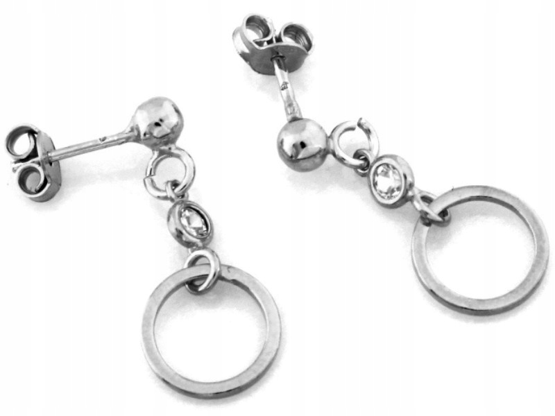 Stříbrné náušnice 925 závěsné kroužky se zirkony, moderní vzor celebrity