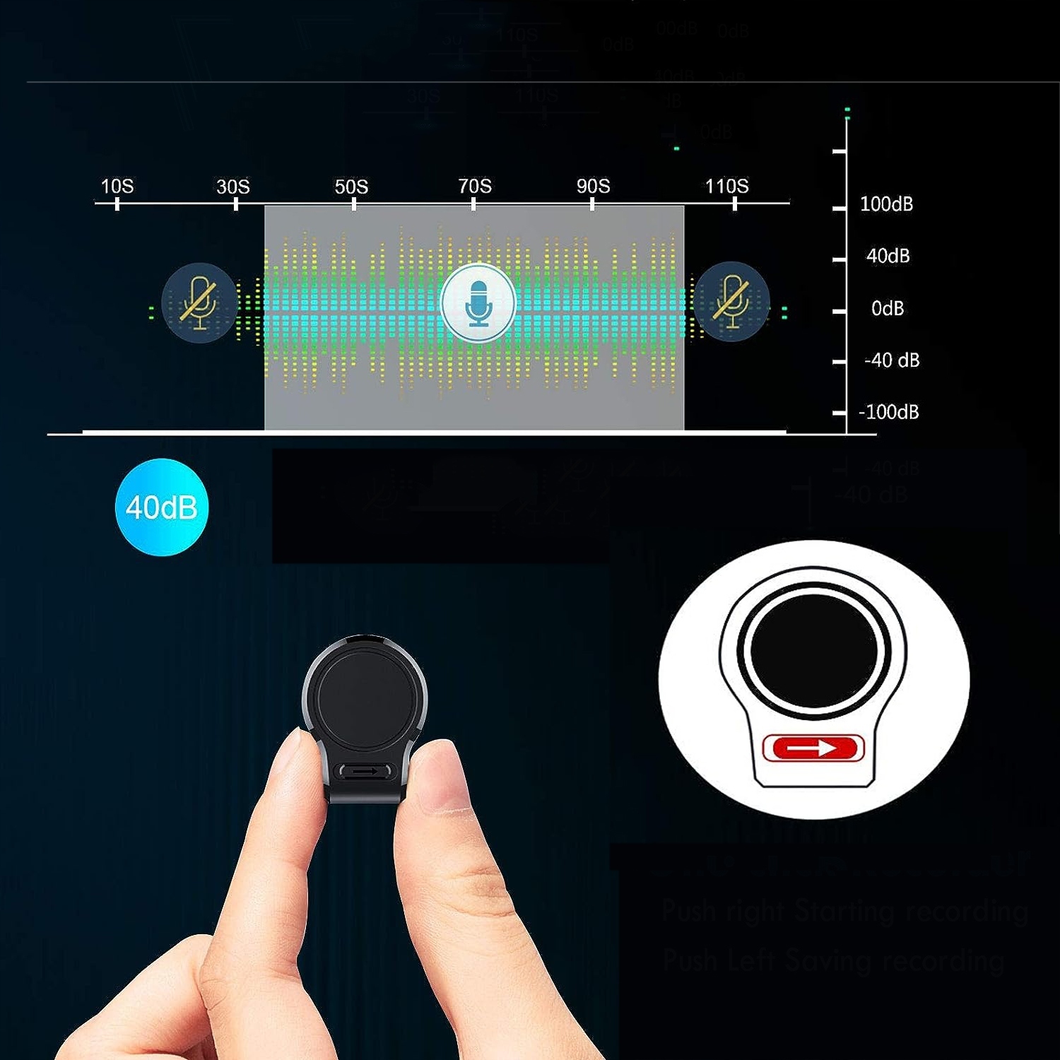 DYKTAFON CYFROWY 32G PODSŁUCH MP3 POŁĄCZENIE USB Wbudowana pamięć 32 GB