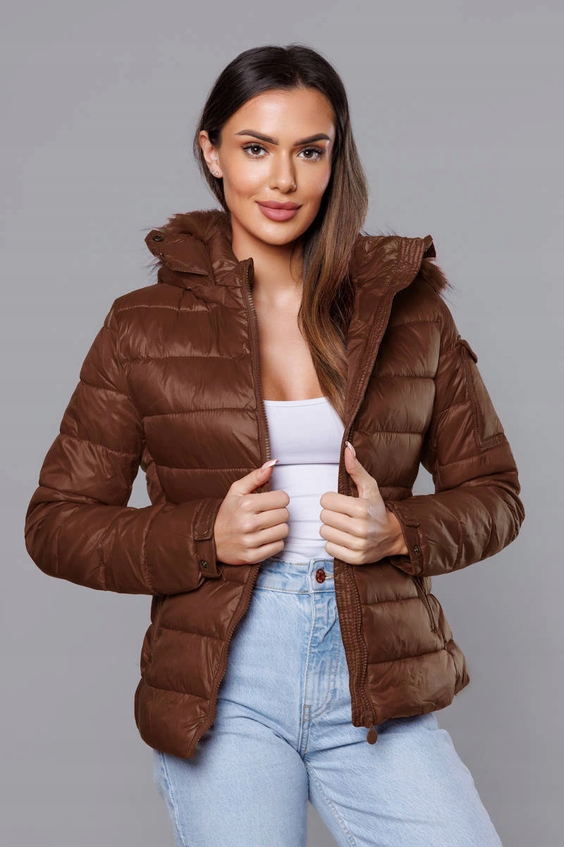 Krátká Bunda Kapuce 20129 Bronzová XL (42)