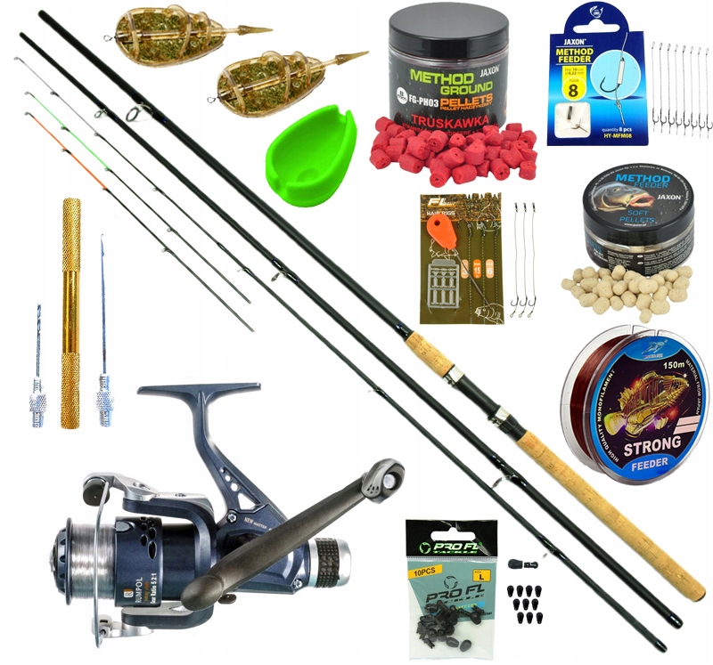 kompletny Zestaw Wędkarski na grunt Wędka method Feeder kołowrotek, Jaxon