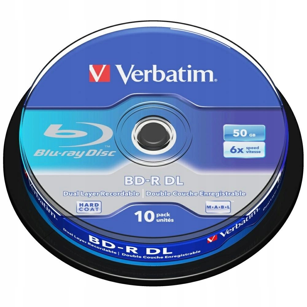 Płyty Blu-ray Verbatim 50GB 6X Bd-r DL 10szt szary 43746