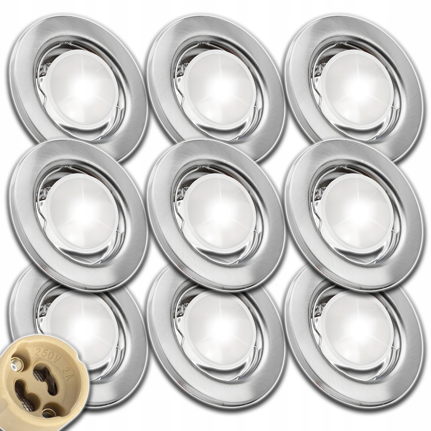 9x Halogenová Led Stropní Lampa Podomítková Žárovka GU10 1,5W Satén