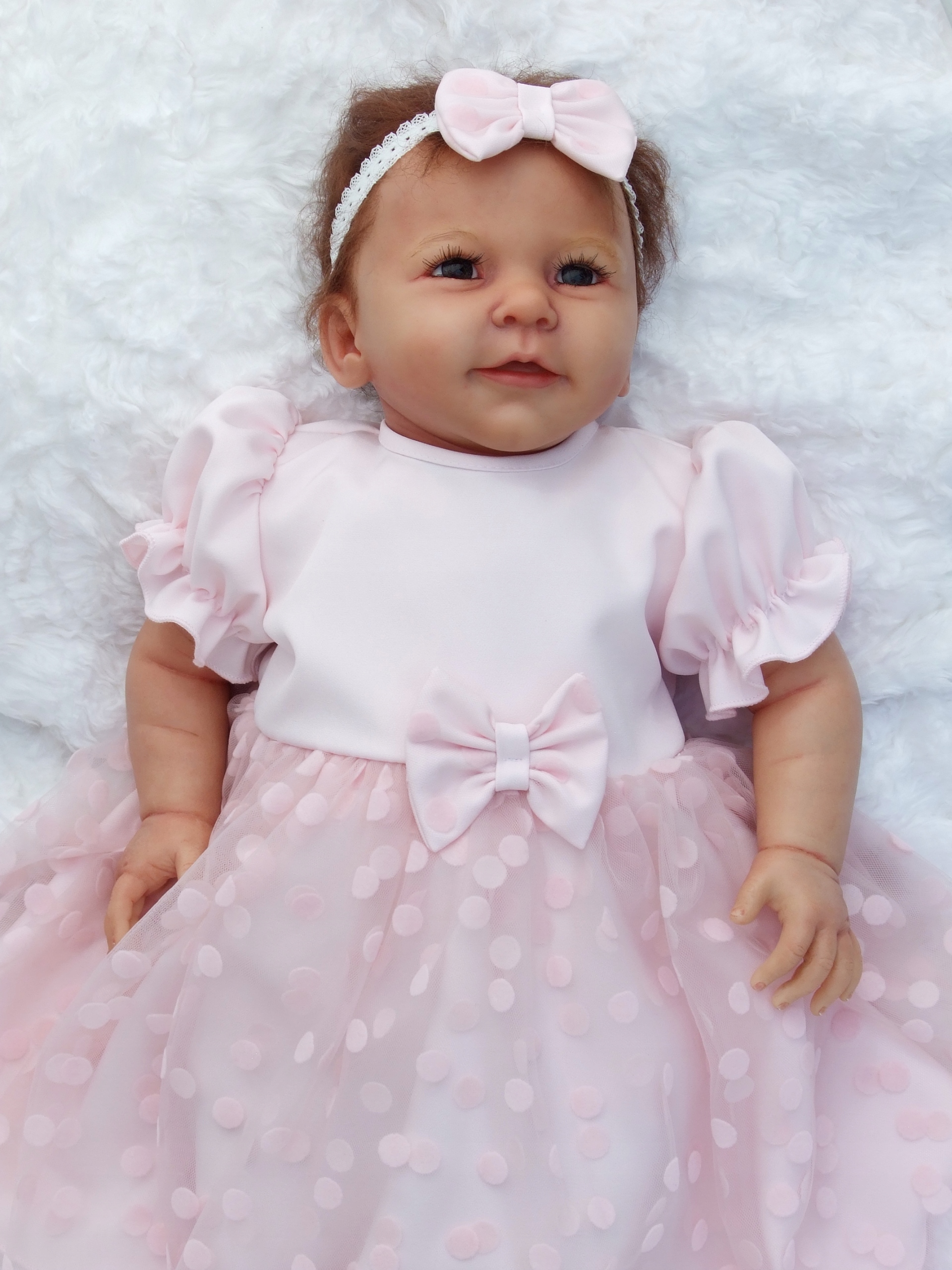 Sukienka dla dziewczynki do CHRZTU różowa 62r Długość sukienki 41 cm