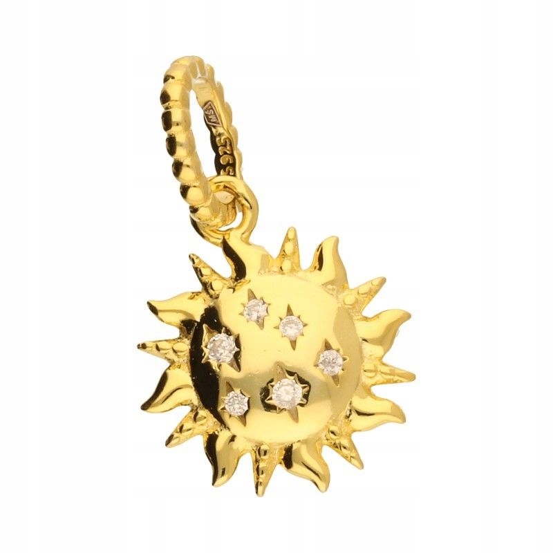 Stříbrný pozlacený přívěsek Bead pr 925 pozlacené slunce se zirkony