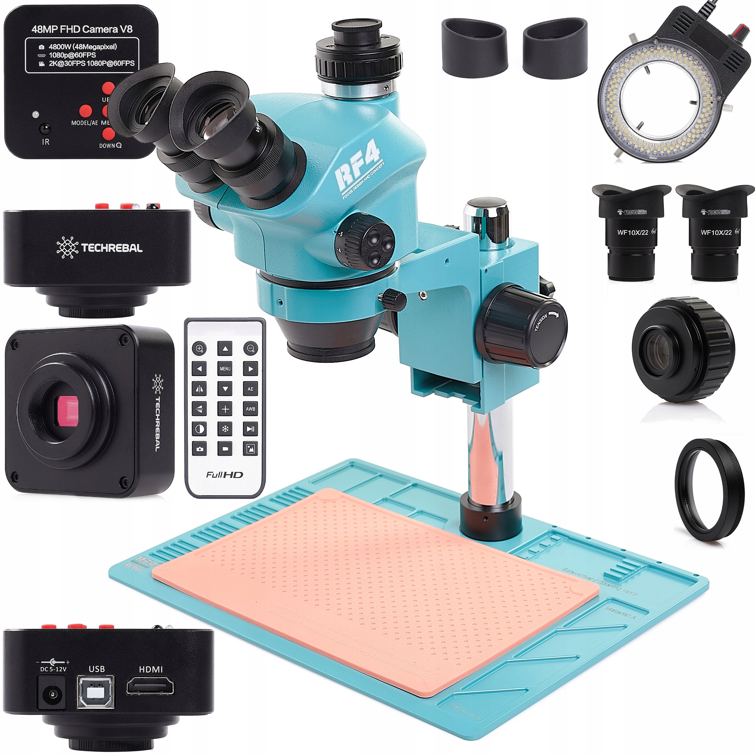 Trinokulární mikroskop Techrebal RF7050-PO4 s 48MP kamerou