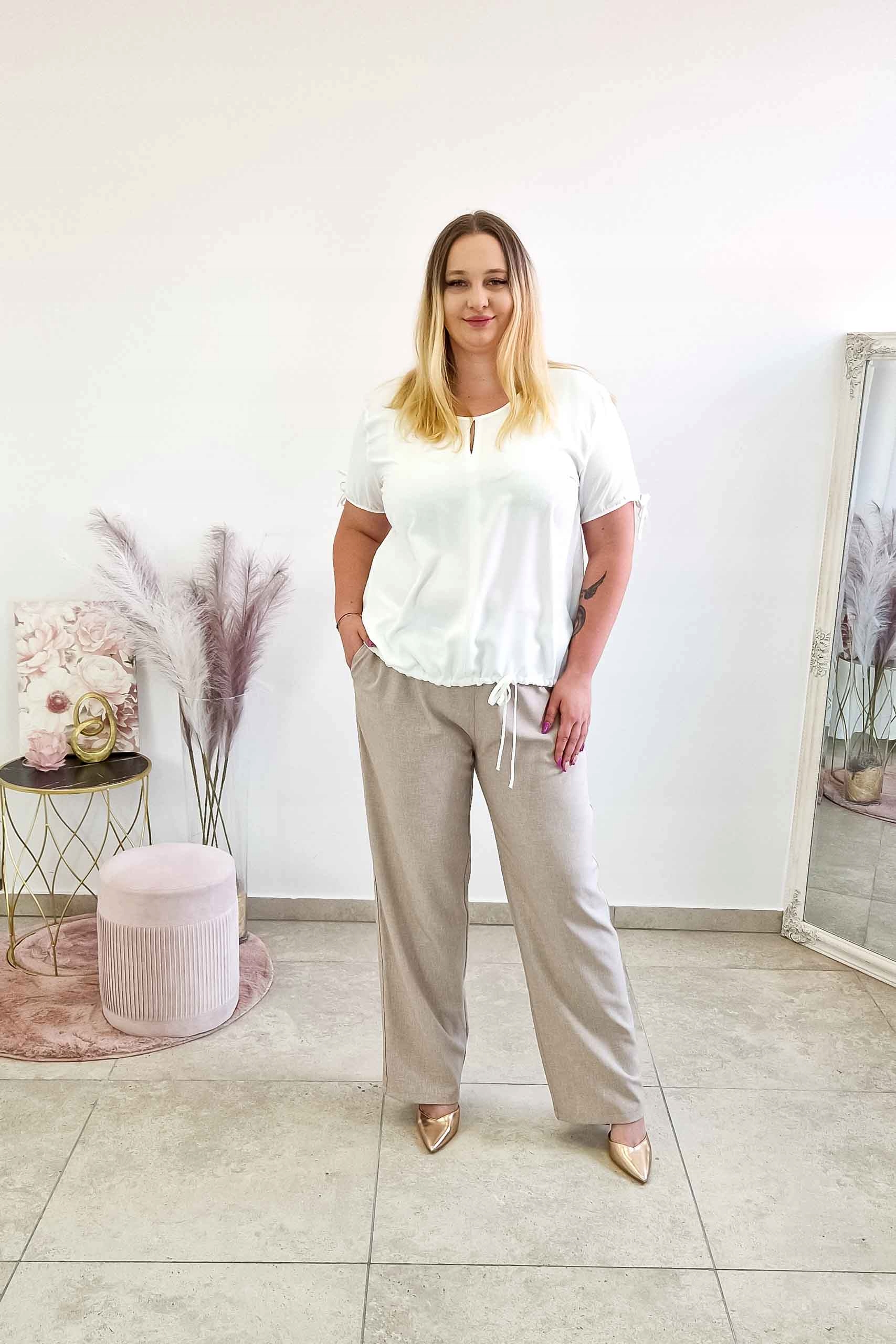 Dámská halenka s vázáním Krátký rukáv Bílá 46