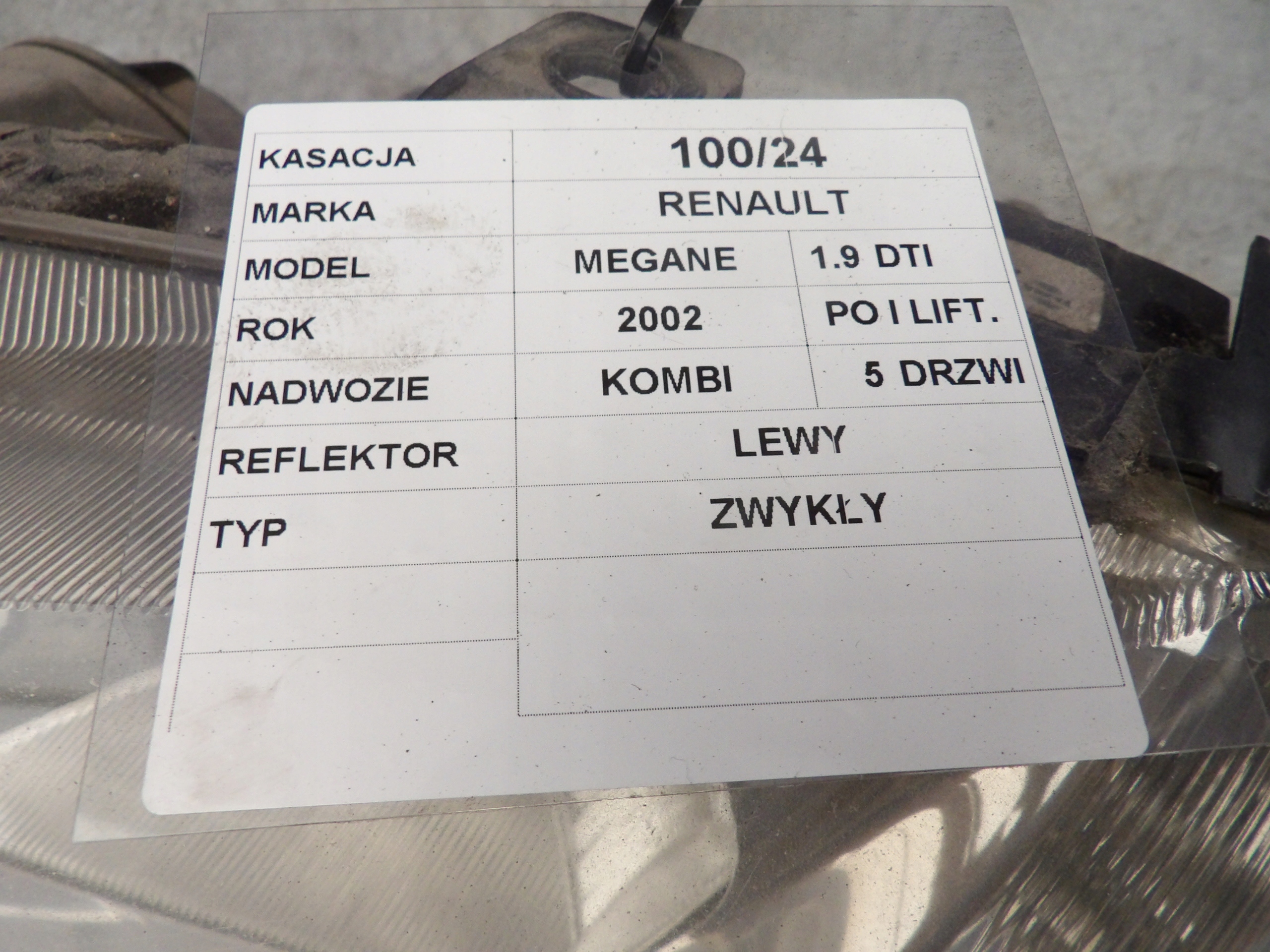 Renault Megane II light front left lift