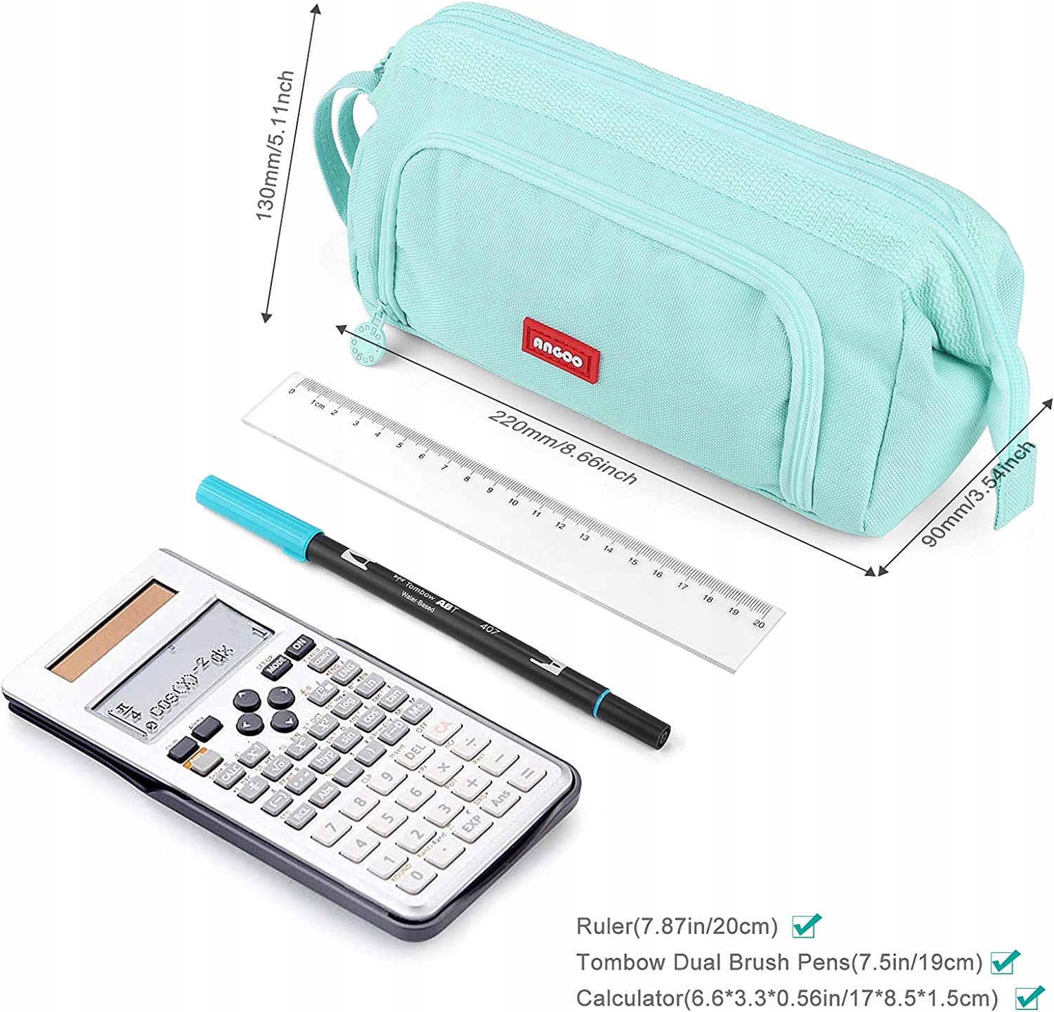 Duże piórniki z zamkiem wstępnym, NIEBIESKI Kolor Odcienie niebieskiego