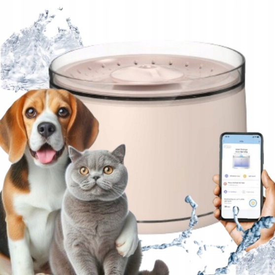 Levně Fontána fontána s pitím pro kočky psy, ovládaná aplikací, 1,8 l Dogness
