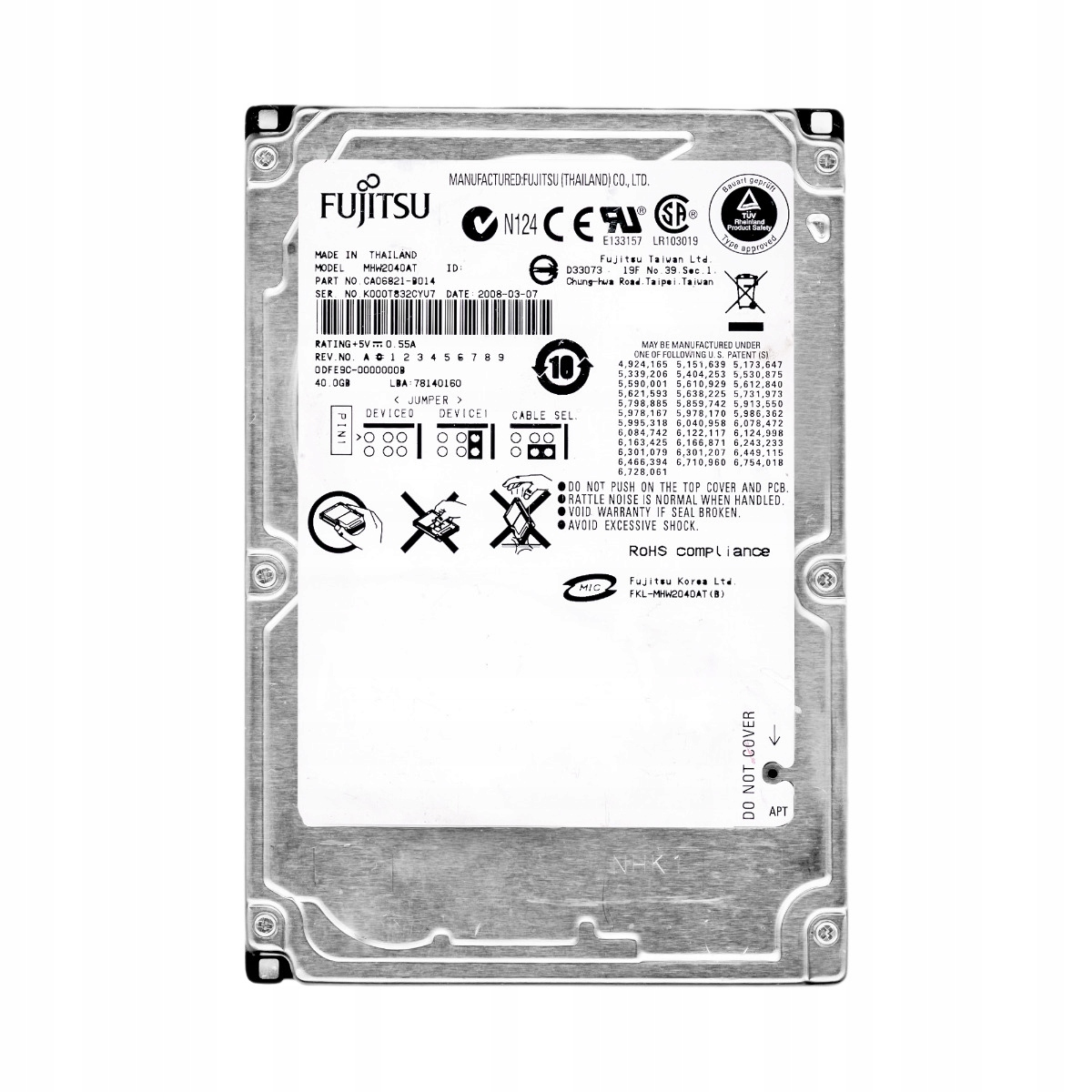 Fujitsu 40GB 4,2k 2MB Ata 2,5'' MHW2040AT