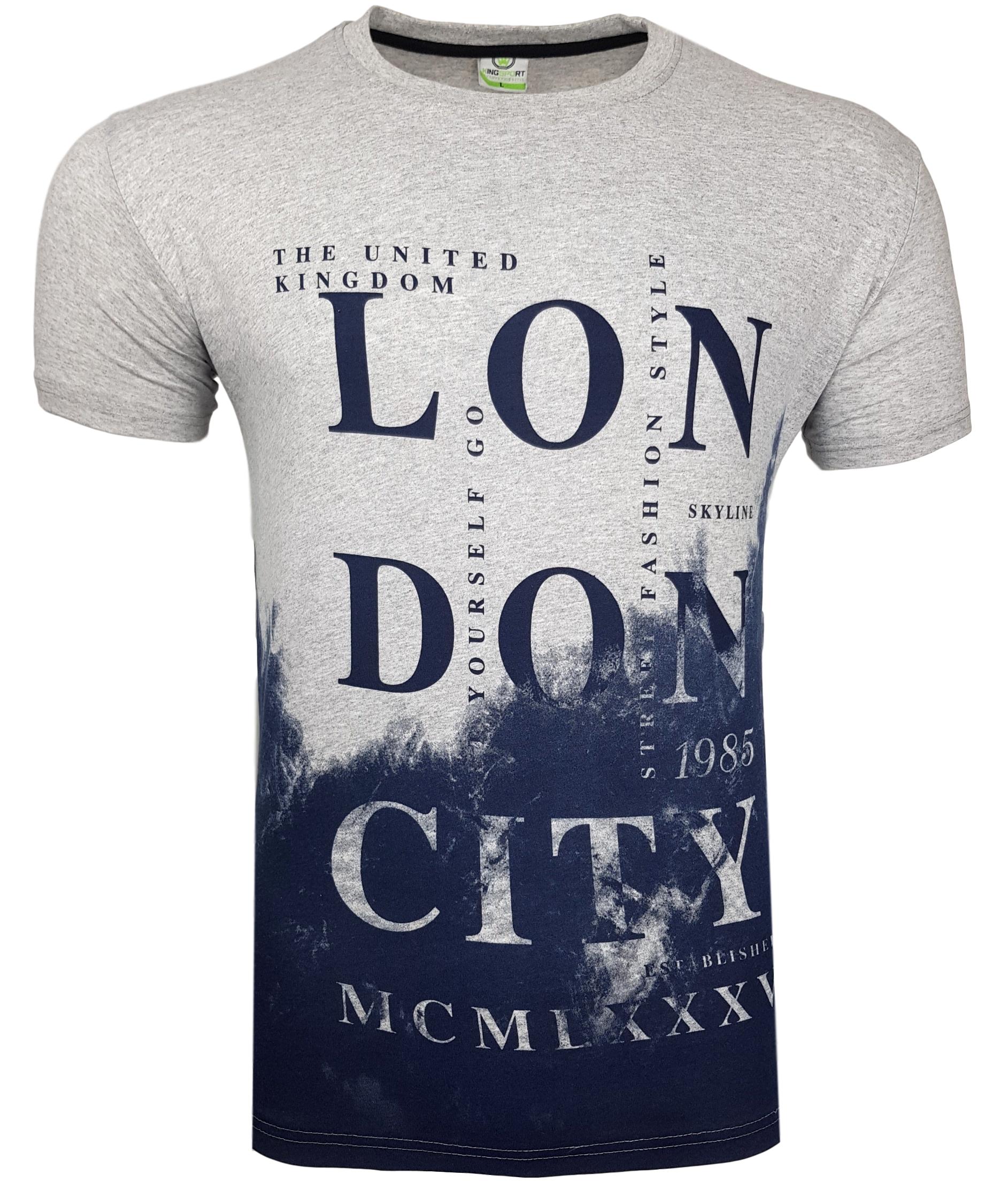 

Koszulka męska t-shirt szary London T689 r. 3XL