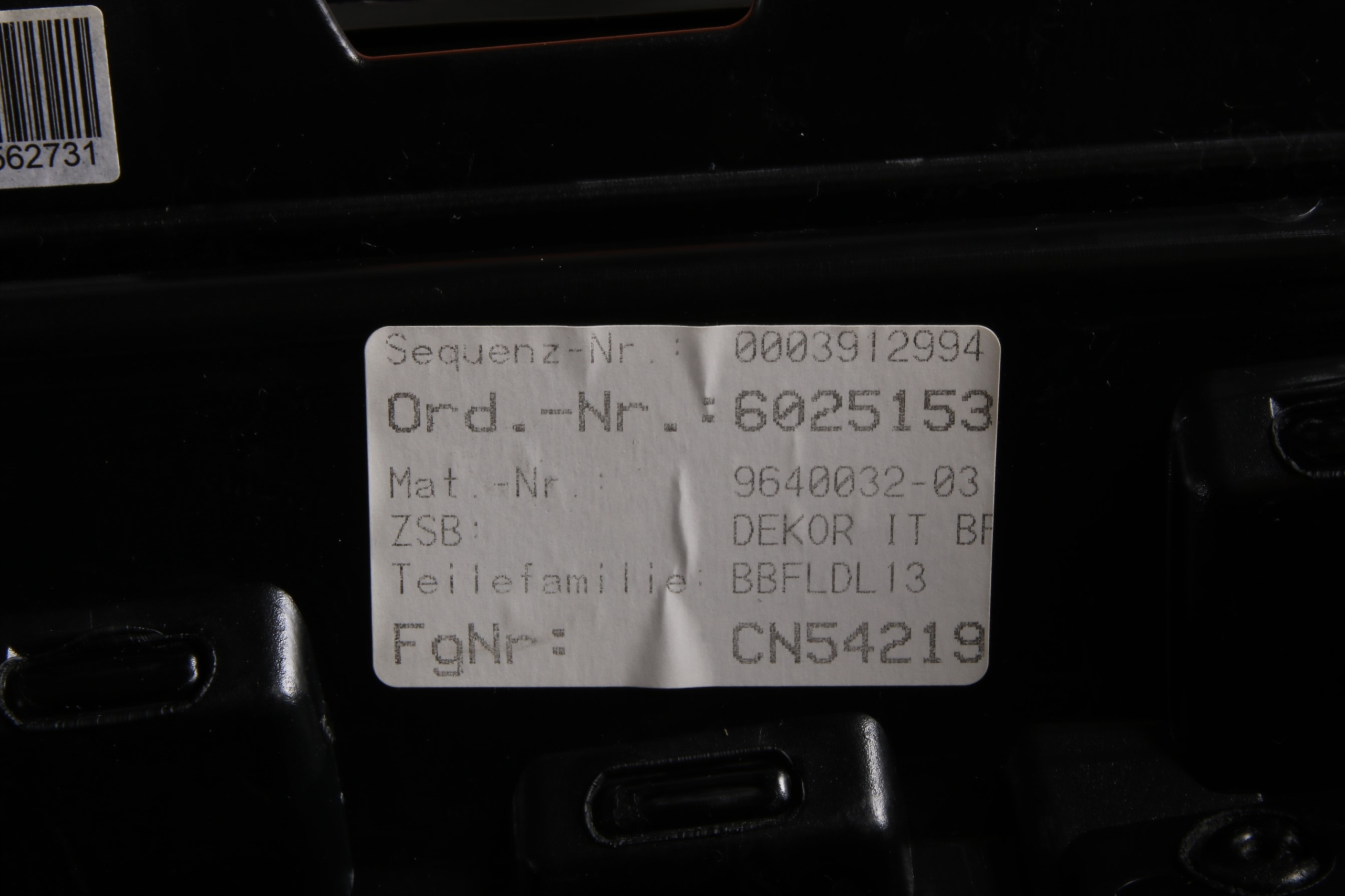 BMW 5 G60 G61 decorative trim DEKOR consoles DARK GRAPHITE EUROPA 9640032