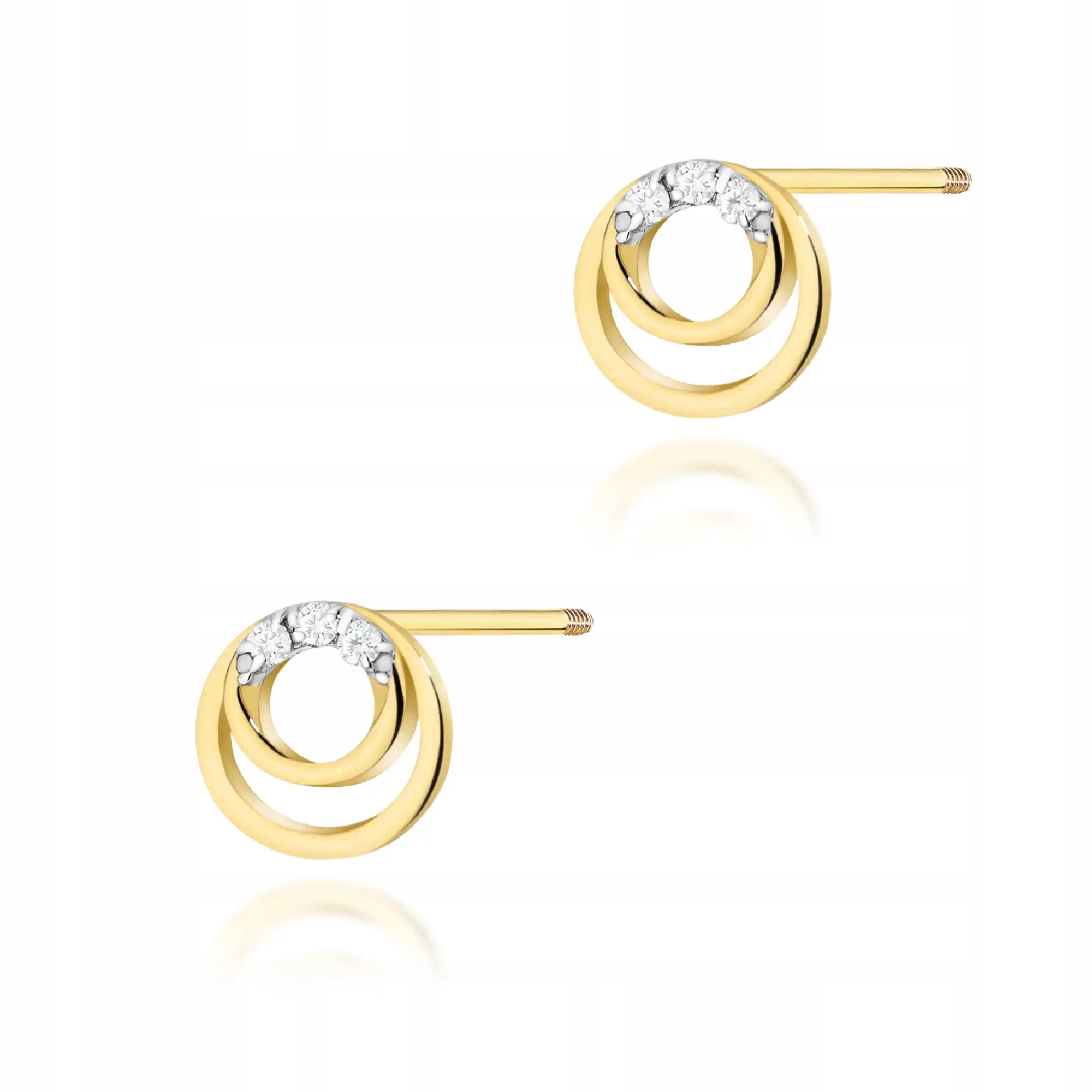 Náušnice ze zlata 585 s diamanty, efektní módní vzor jako dárek pro maminku