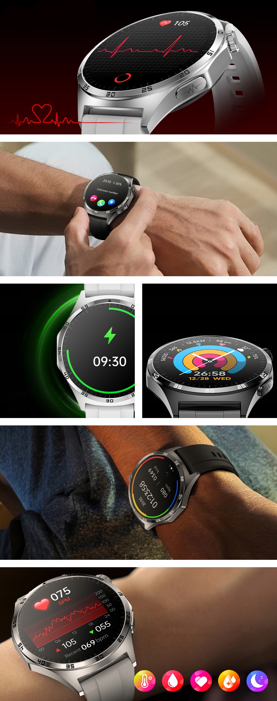SMARTWATCH ZEGAREK CIŚNIENIOMIERZ EKG GLUKOZA GLIKEMIA HRV ROZMOWY MENU PL Płeć mężczyzna