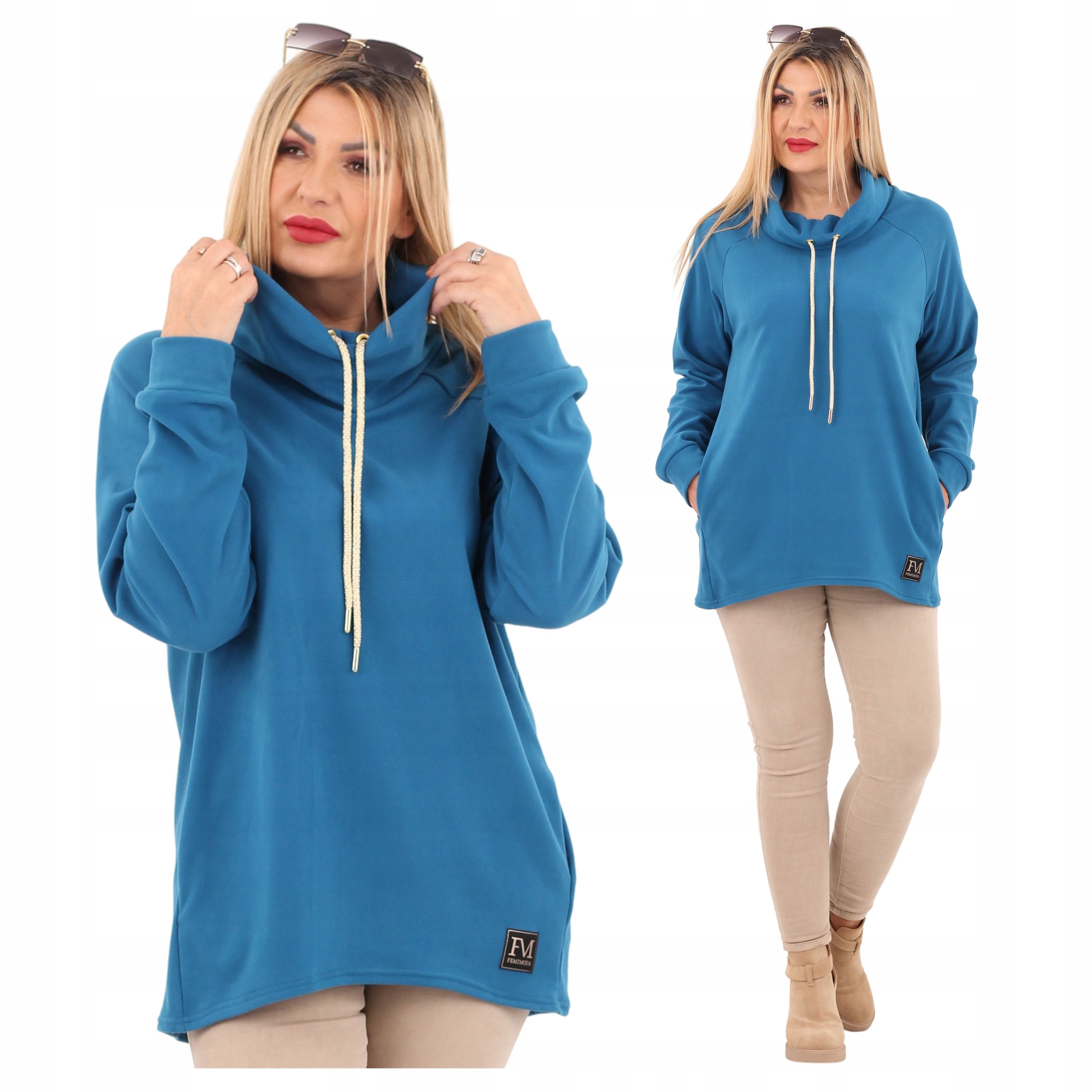 Bluza damska ze stójką ocieplana Polski Producent długa polar duże rozmiary