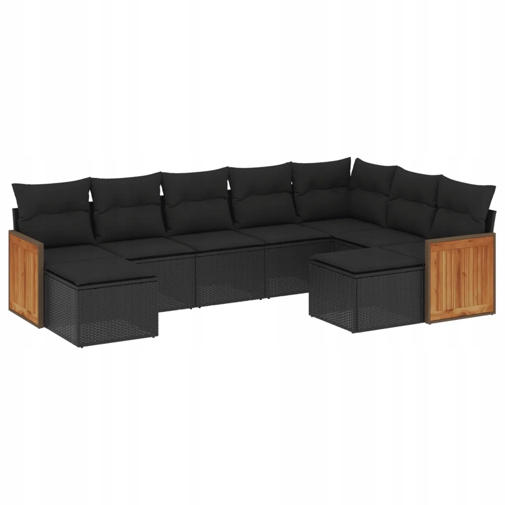 Set zahradního nábytku VidaXL technorattan vidaXL černý 9 el.