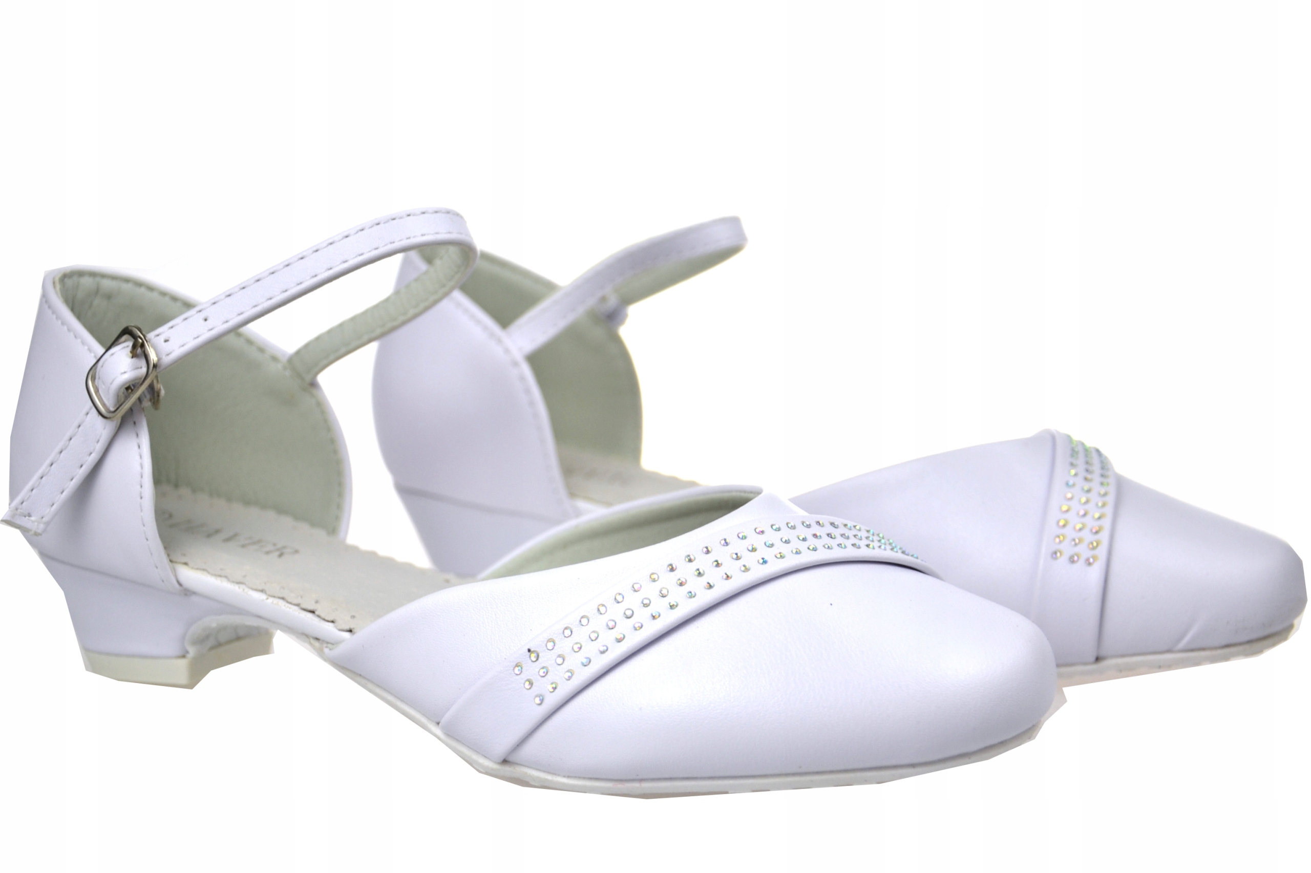 %New% PANTOFELKI Komunijne Obcas Wsuwane BIAŁE r35 Kolor biały