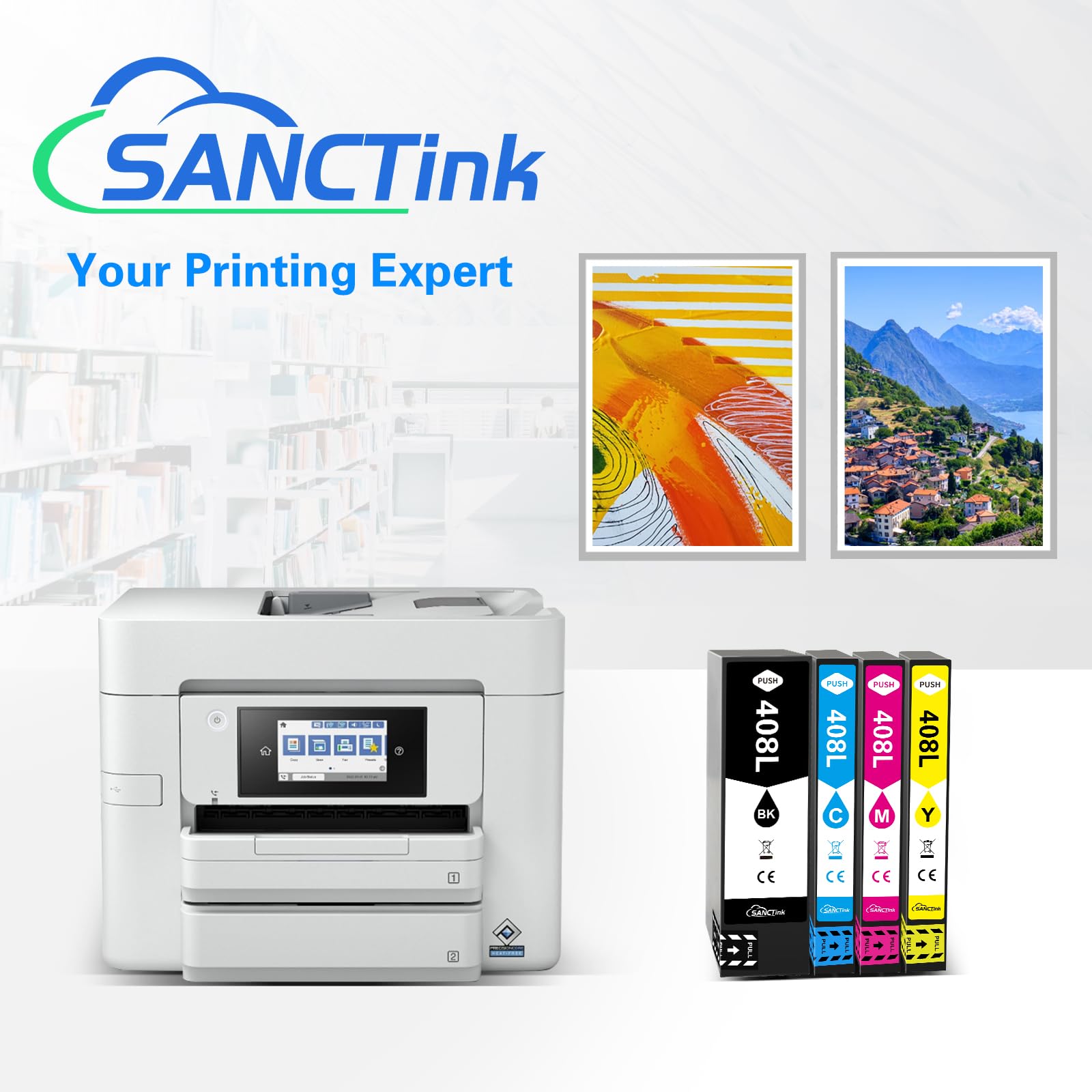 SANCTINK Tusze Kompatybilne Epson 408L Do Drukarek Workforce Pro 4 Sztuki — miniatura 7
