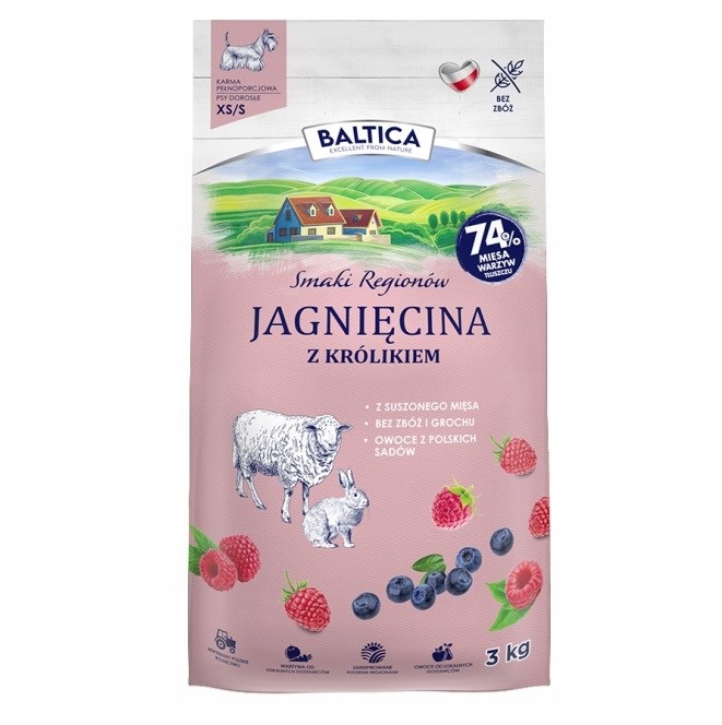 Baltica Příchutě Regionů Jehněčí s králíkem Xs S 3 kg