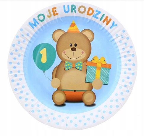 

Talerzyki 1 Urodziny 6szt miś niebieski talerzyk