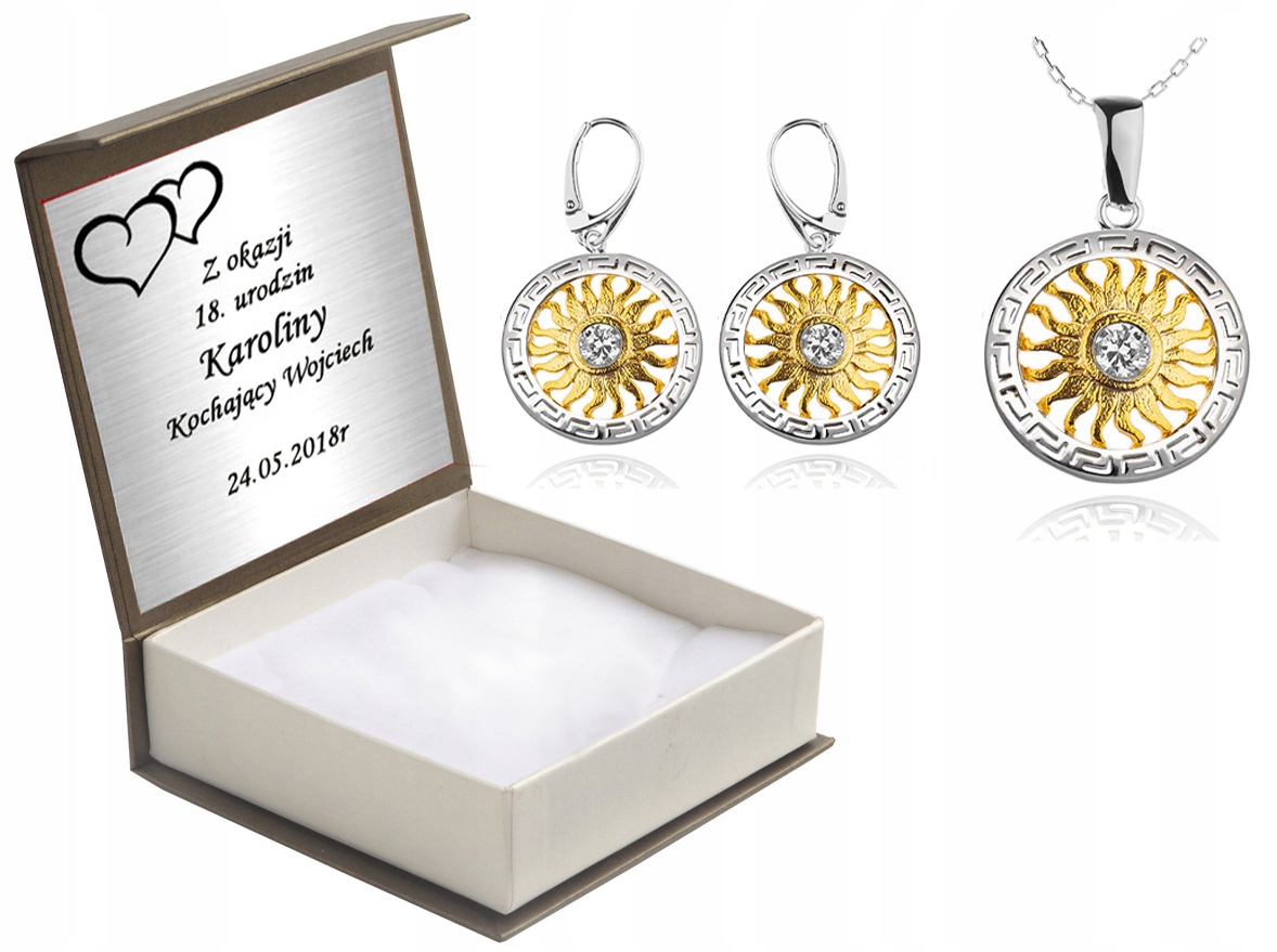 

Komplet Biżuterii Złocone Słońca Z Cyrkoniami 925