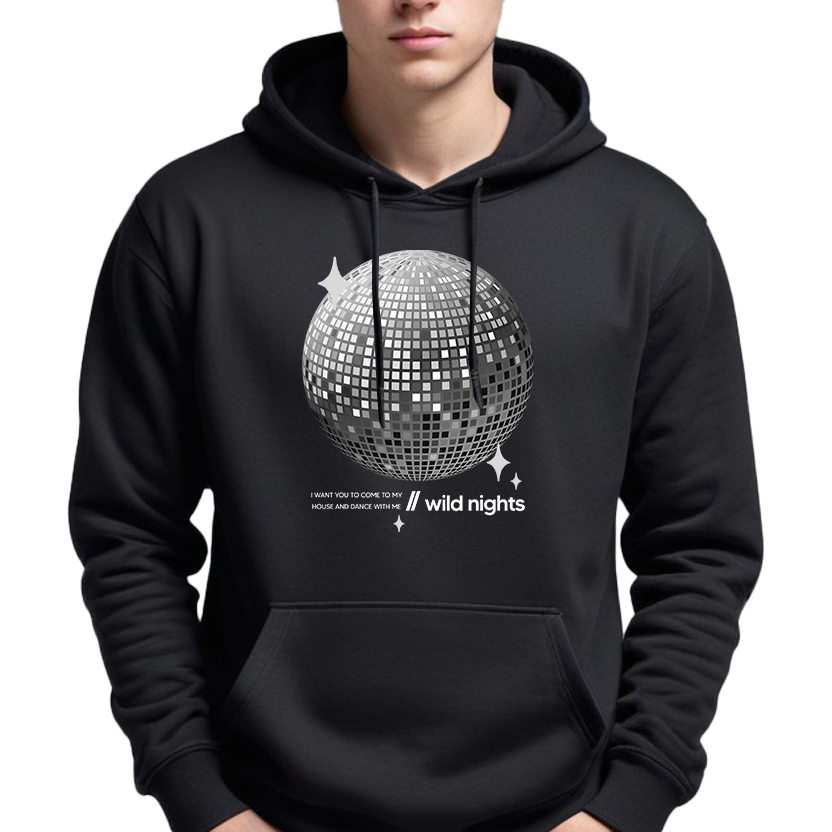 Pánská Mikina Hoodie S Kapucí Černá Streatwear Fashion Wild Nights XL