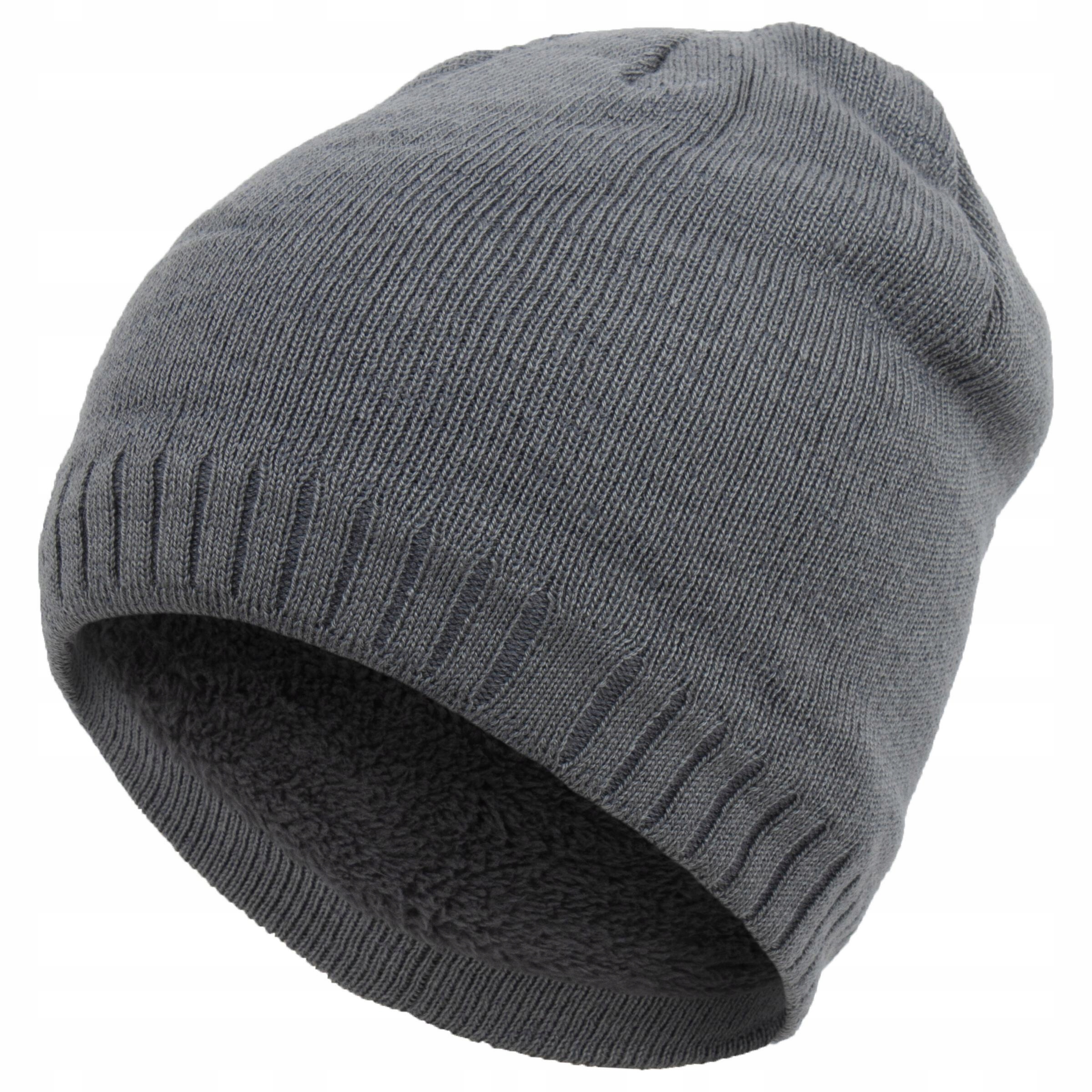 W390C MĘSKA CZAPKA DZIANINOWA OCIEPLONA FUTERKIEM