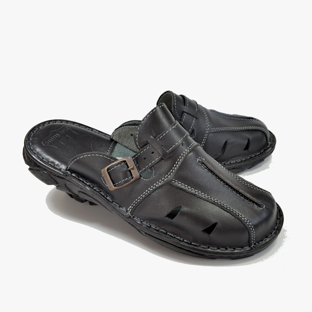 031 polské potahované kožené nazouváky Maximus černé s lícem 42