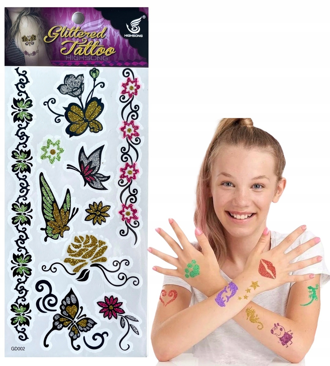 TYMCZASOWE TATUAŻE BROKATOWE ZMYWALNE DLA DZIECI
