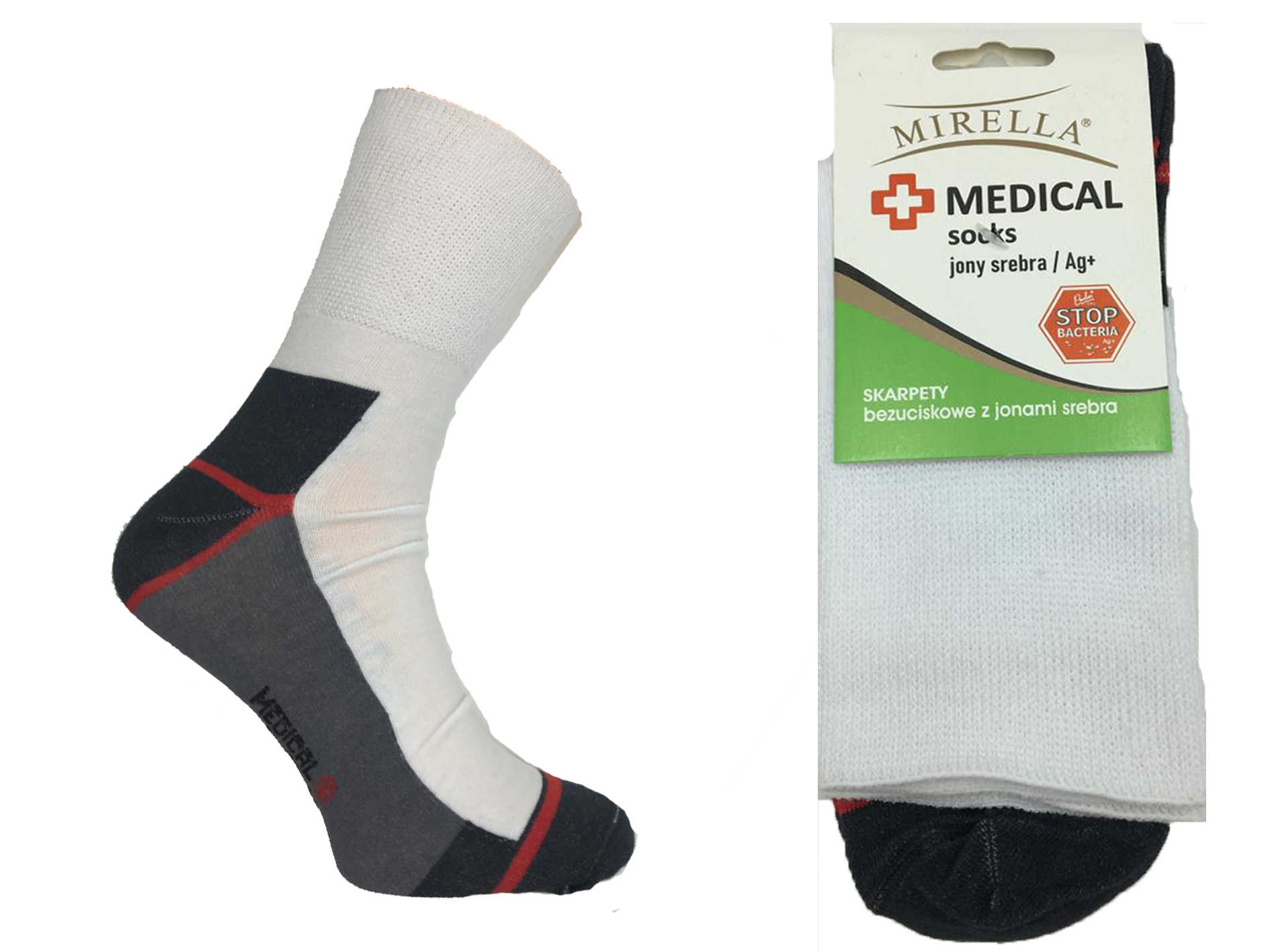 

Skarpety damskie Medical jony srebra 38-40 Biały