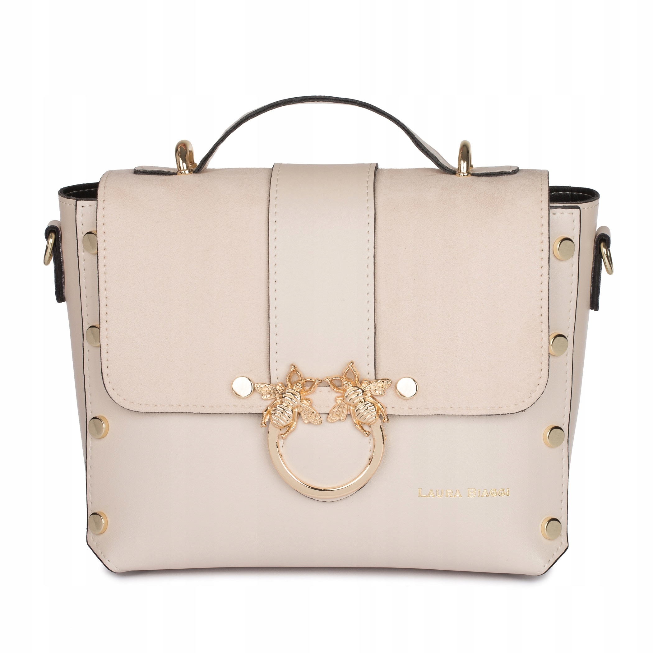 Laura Biaggi dámská kabelka přes rameno kufřík eko kůže béžová