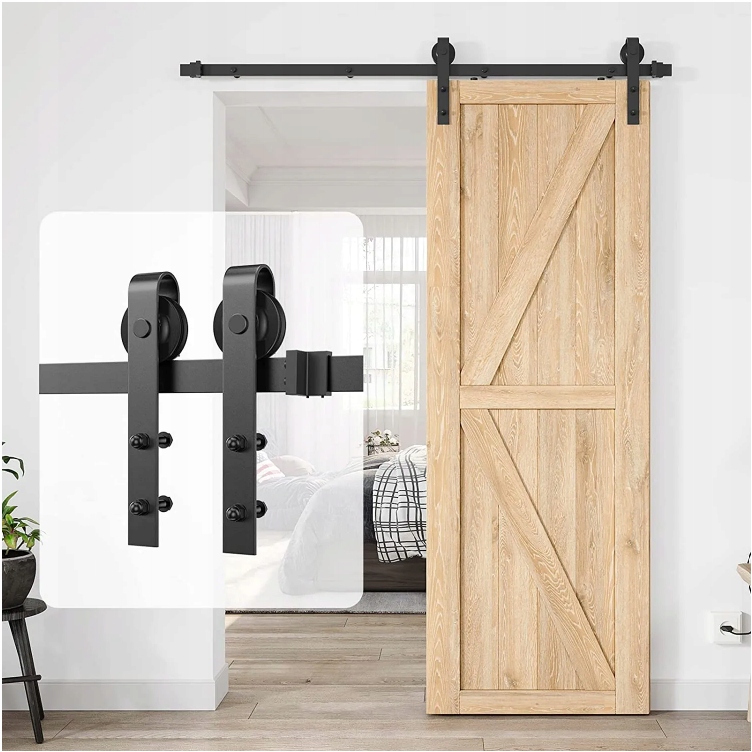 SYSTEM DRZWI PRZESUWNYCH BARN DOOR LOFT + PROWADNICE ROLKI ZESTAW 2m Długość prowadnicy 2 m