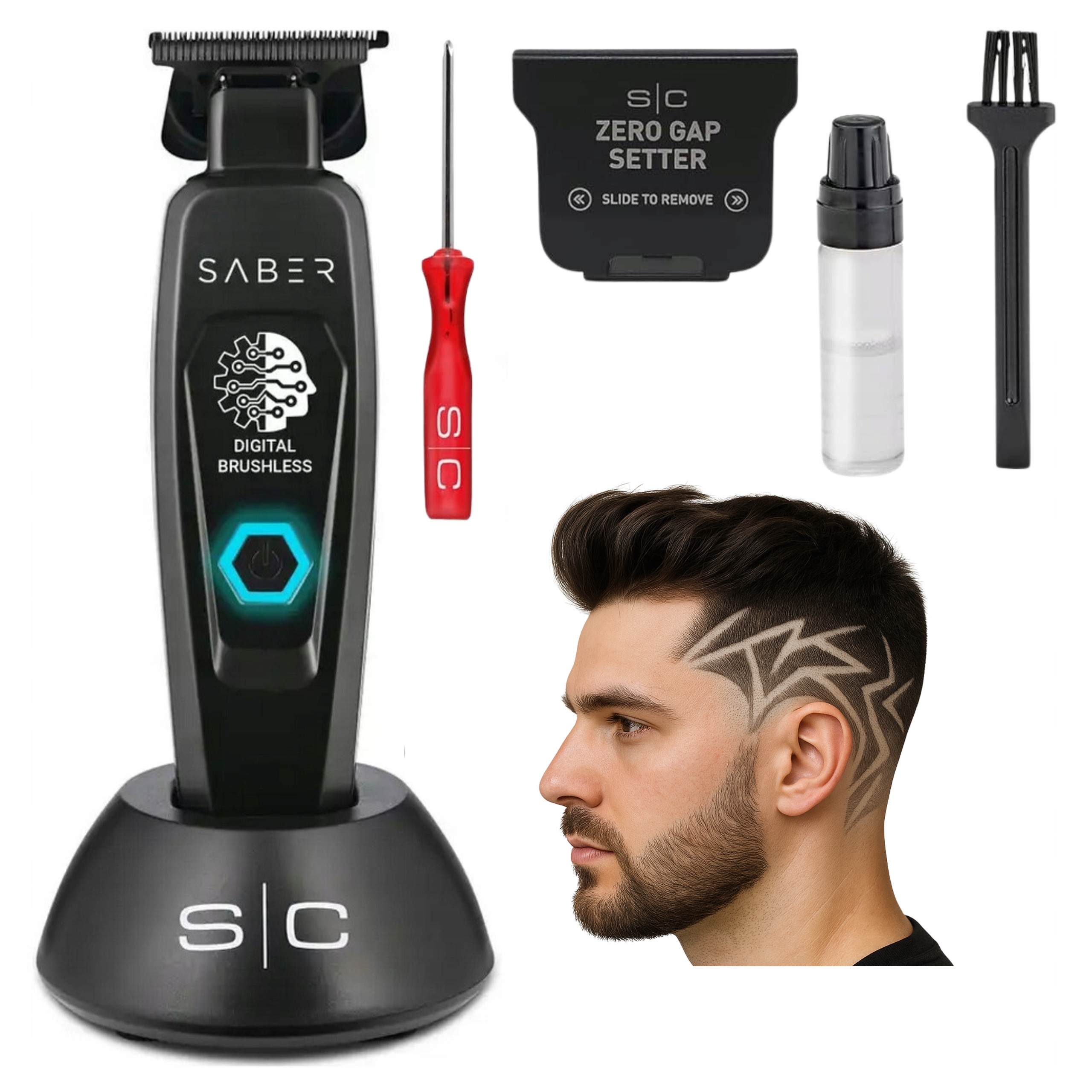 Trymer Stylecraft do Włosów Saber Bezszczotkowy Silnik Zero Gap 3h Pracy