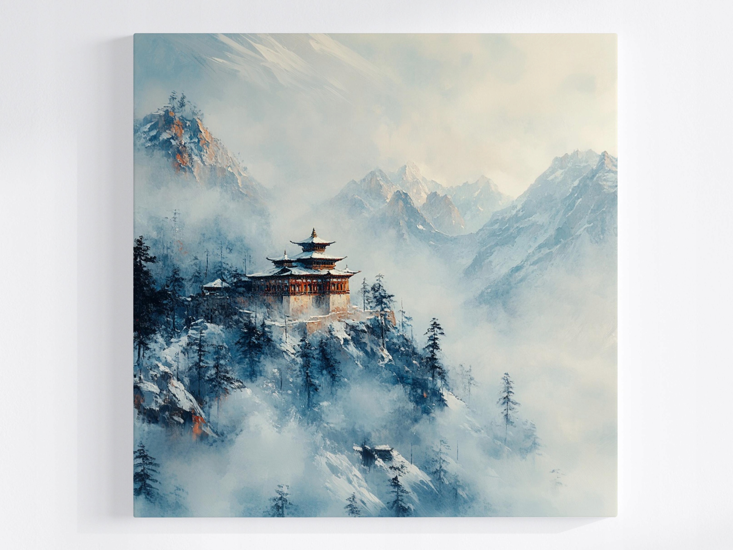 Obraz Na Plátně Canvas Buddhistický Chrám Hory Mlha Krajina 80x80