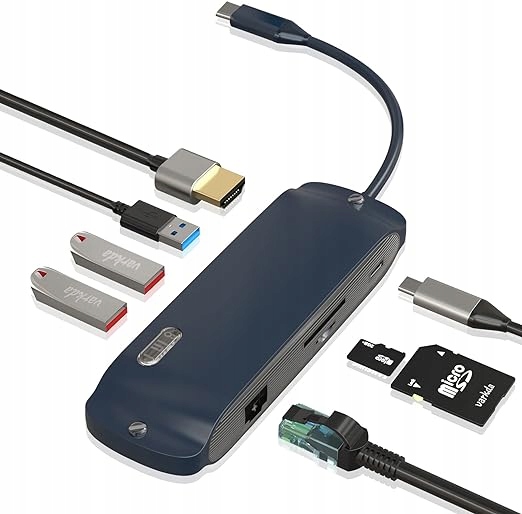Usb C hub, dokovací stanice Usb C 8 v 1 Série Harmonika