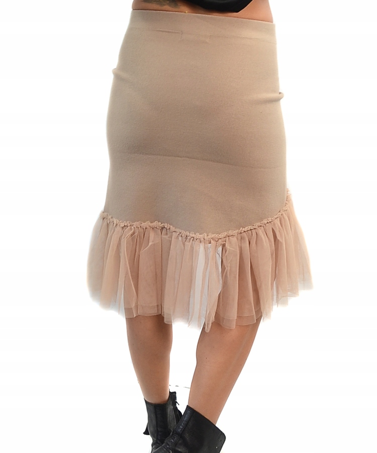 Elastyczna SPÓDNICA z Falbanką Kolor beżowy