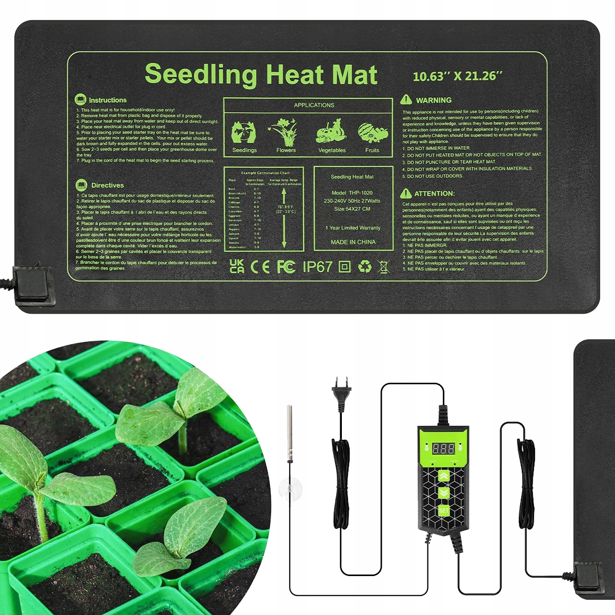 Levně Polštář Do Skleníku 55 X 27 CM, Sazenice Vyhřívací Podložka Pro Domácí Použití