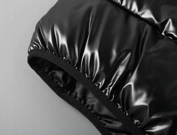 BEZRĘKAWNIK BŁYSZCZĄCY PIKOWANY KAMIZELKA KAPTUREM Rozmiar 6XL