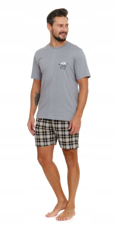 Pánské bavlněné pyžamo s krátkým rukávem Doctor Nap 5153 grey XL