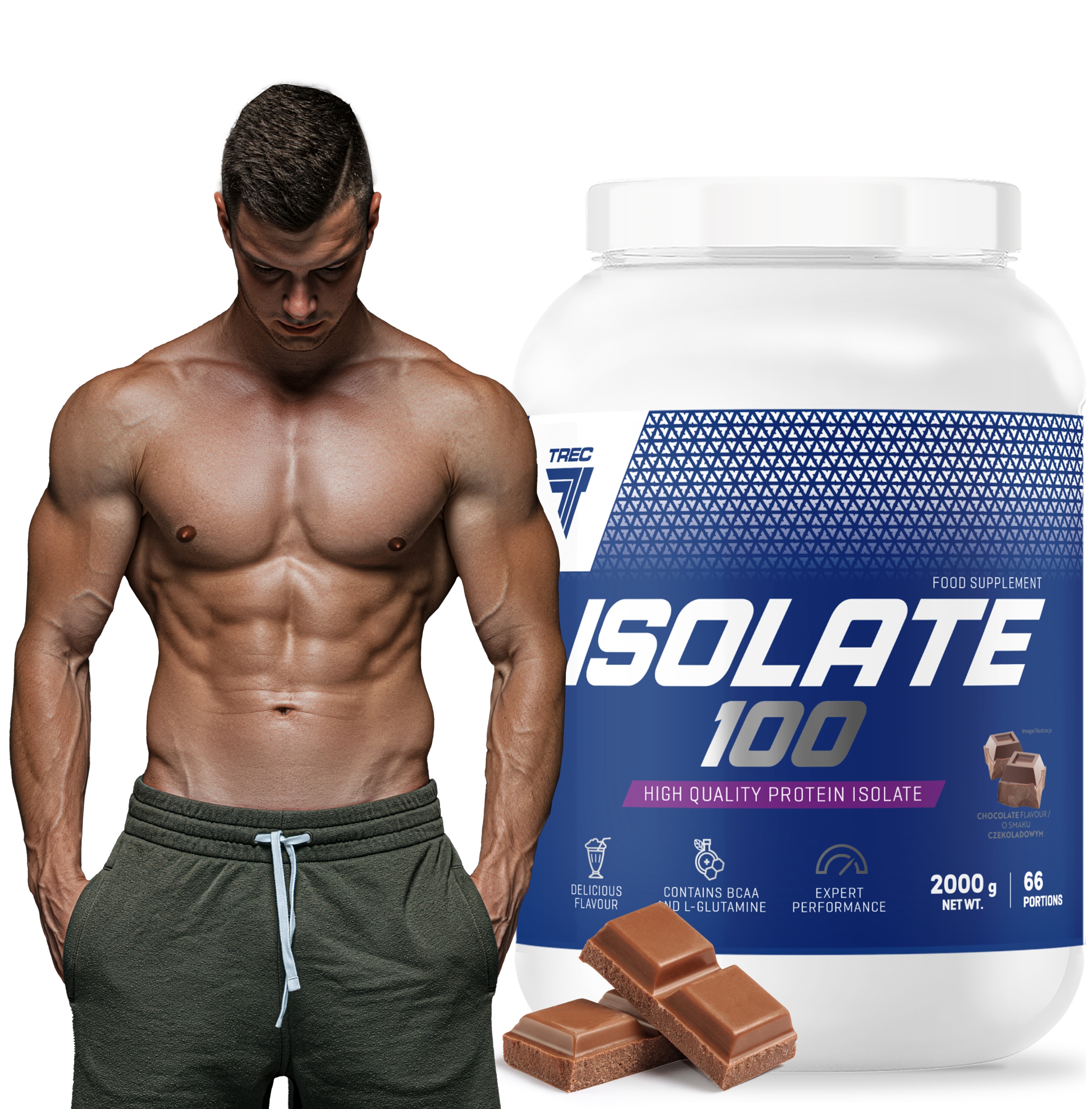 Trec Isolate 100 2000g Wpi Proteinový Izolát Syrovátkové Proteiny Čokoládová Hmota